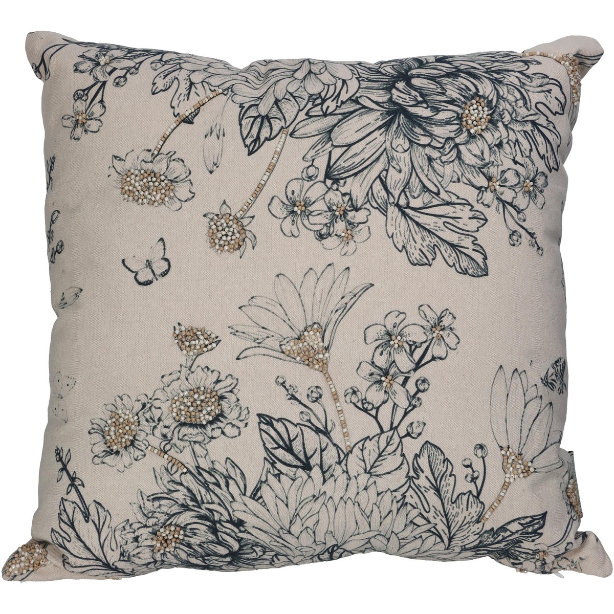 Schilliger Sélection  Coussin Fleurs avec perles carré  45x45cm