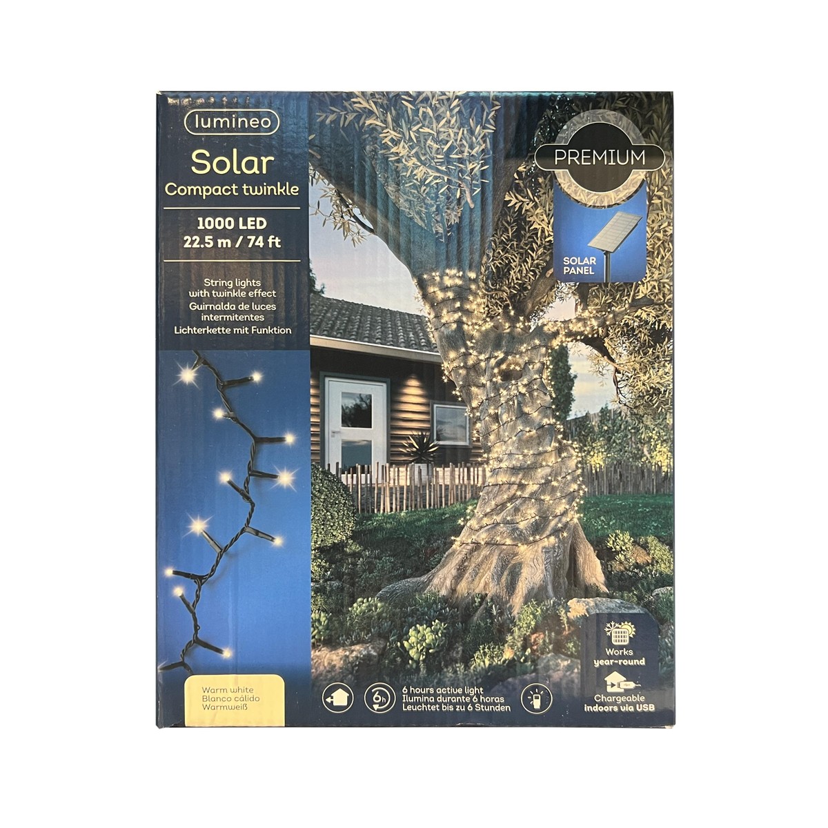 Guirlandes solaires, Schilliger Sélection Guirlande Solaire 1000 LED  Chaudes Intérieur & Extérieur 22.5m