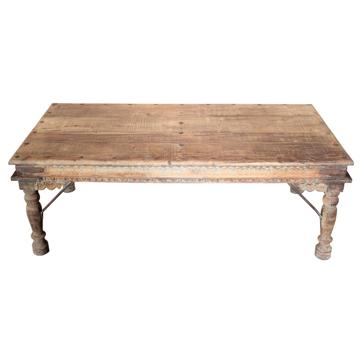 Table basse erosion en teck ancien main image 1
