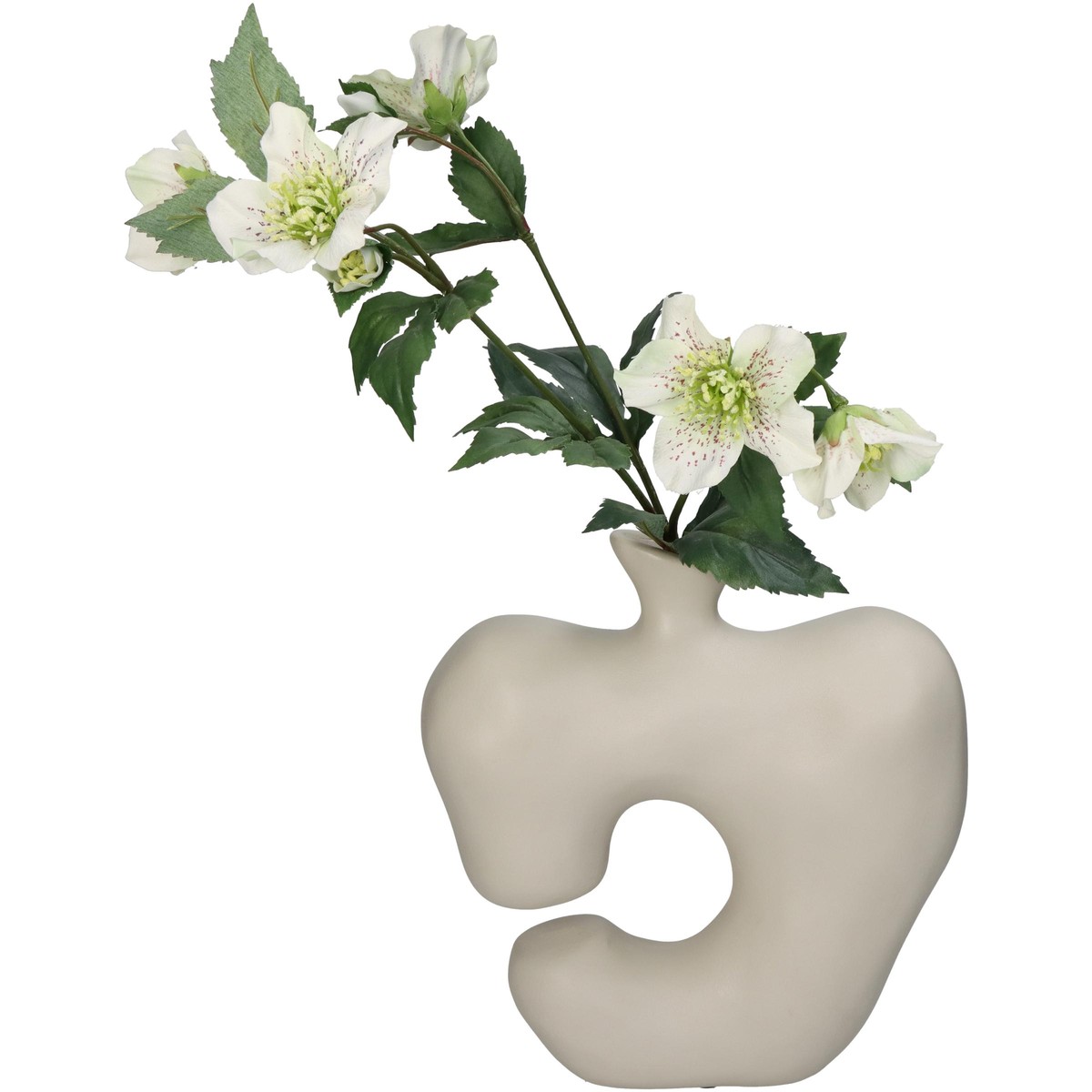 Schilliger Sélection  Vase organique en résine Blanc crème 22.5x8x23.5cm