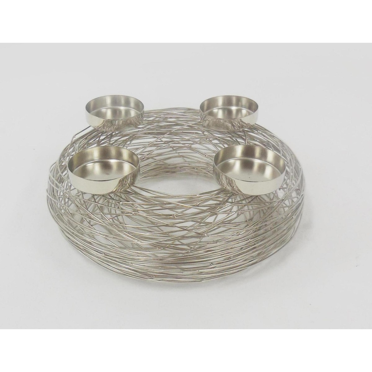 Couronne De L’Avent En Métal Argenté – 28 Cm, 4 Bougeoirs, Décoration De Noël Moderne Et élégante