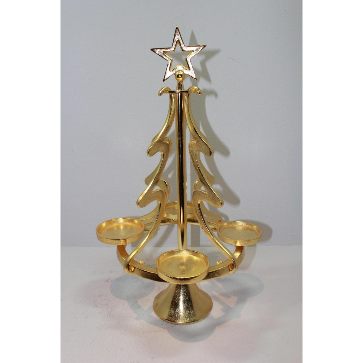 Schilliger Sélection  Sapin bougeoir 4 bougies or Jaune or 55cm