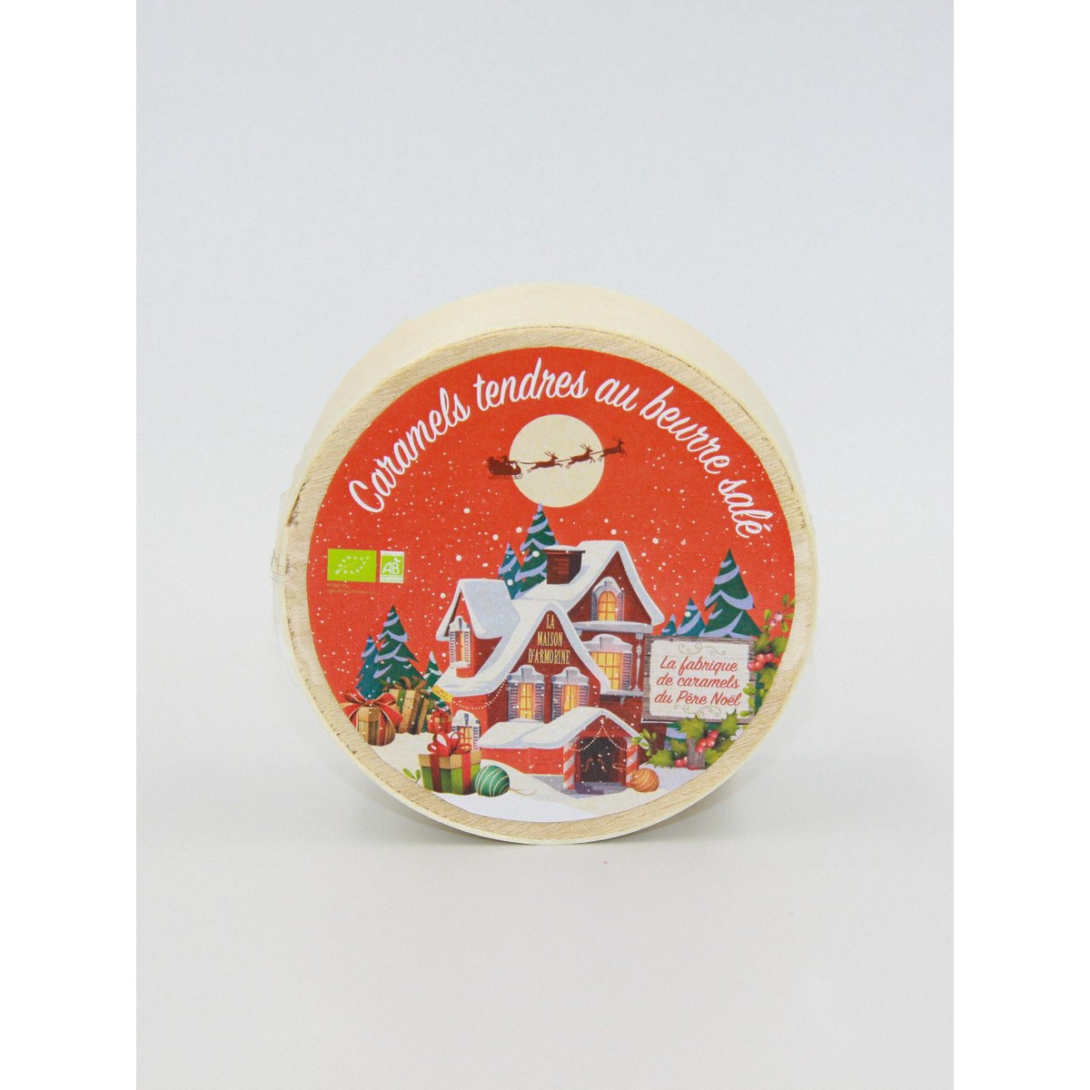 La Maison D'Armorine  Mini boite bois caramel du Père Noël Bio  40gr