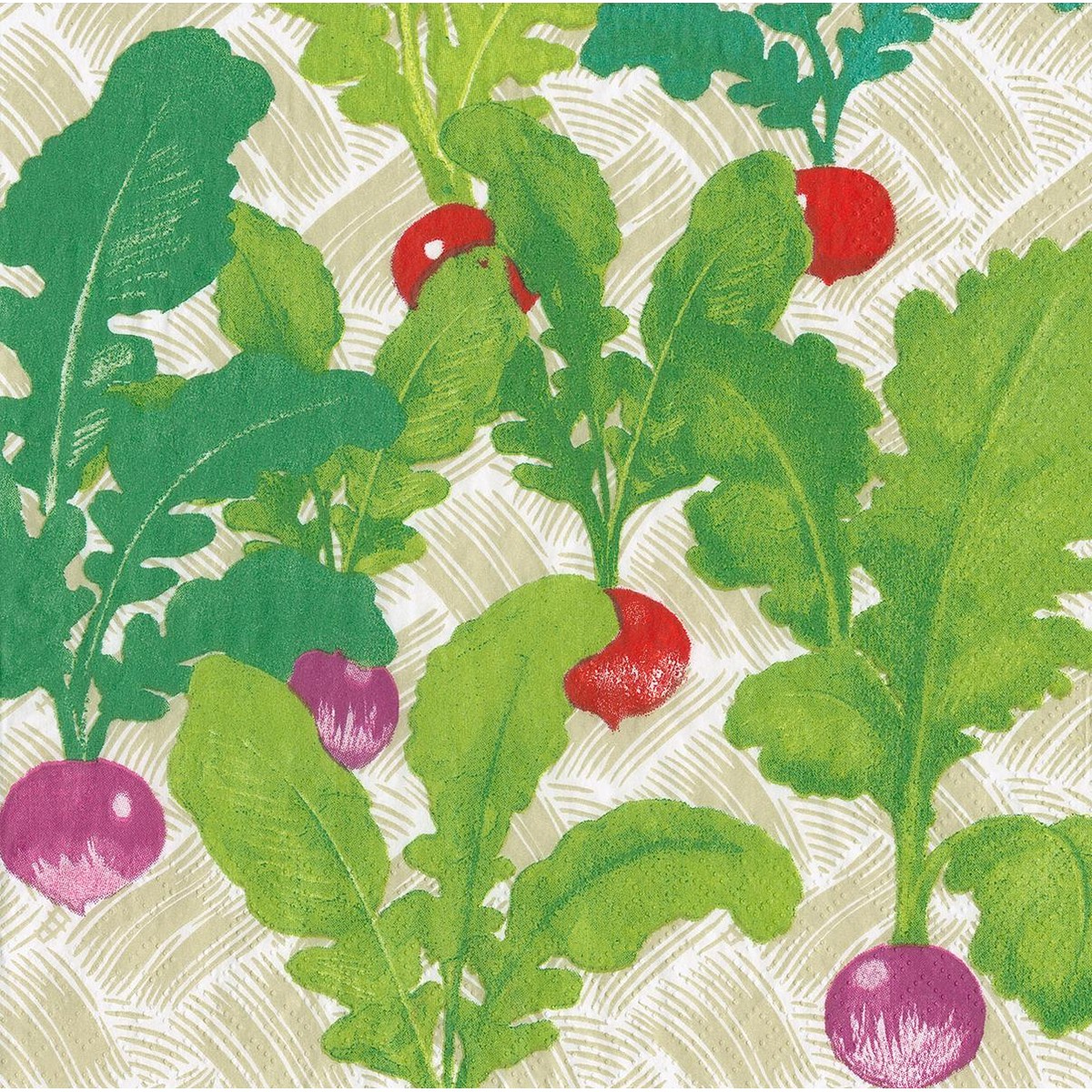 Caspari  Serviette Lunch Radish patch  33x33cm