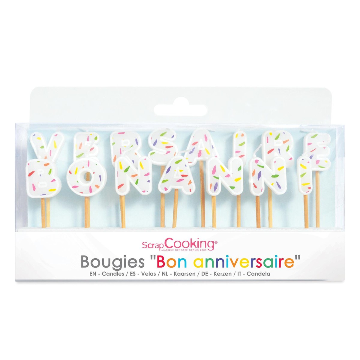 SCRAPCOOKING Partylichterkette „Joyeux Anniversaire“ – Bunte Girlande, 2 Meter Lang