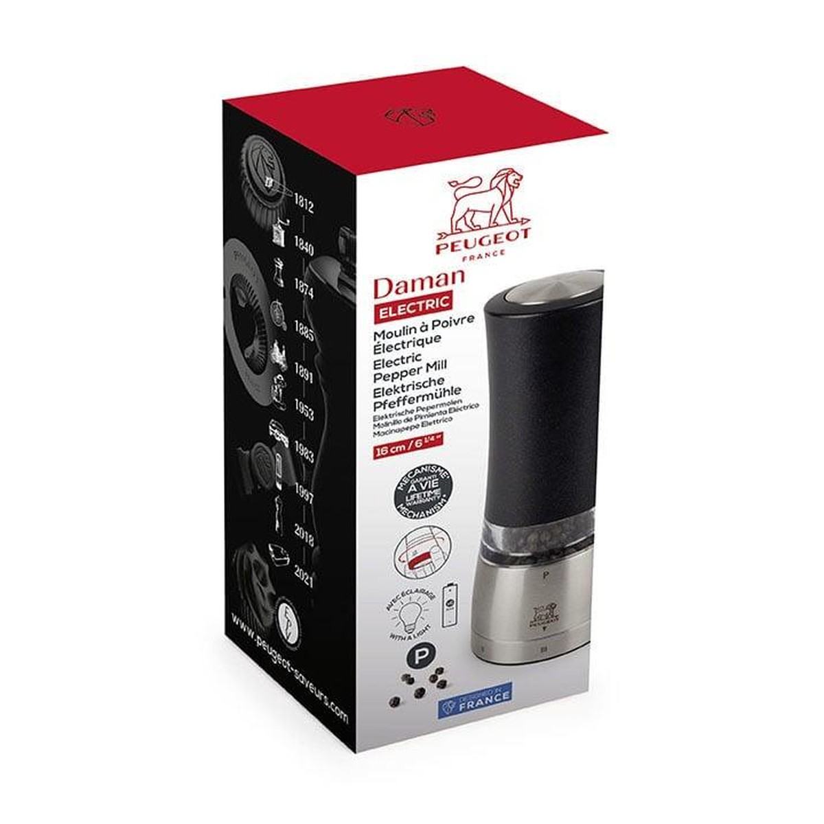 Peugeot  Moulin à Poivre électrique  DAMAN Noir 16cm