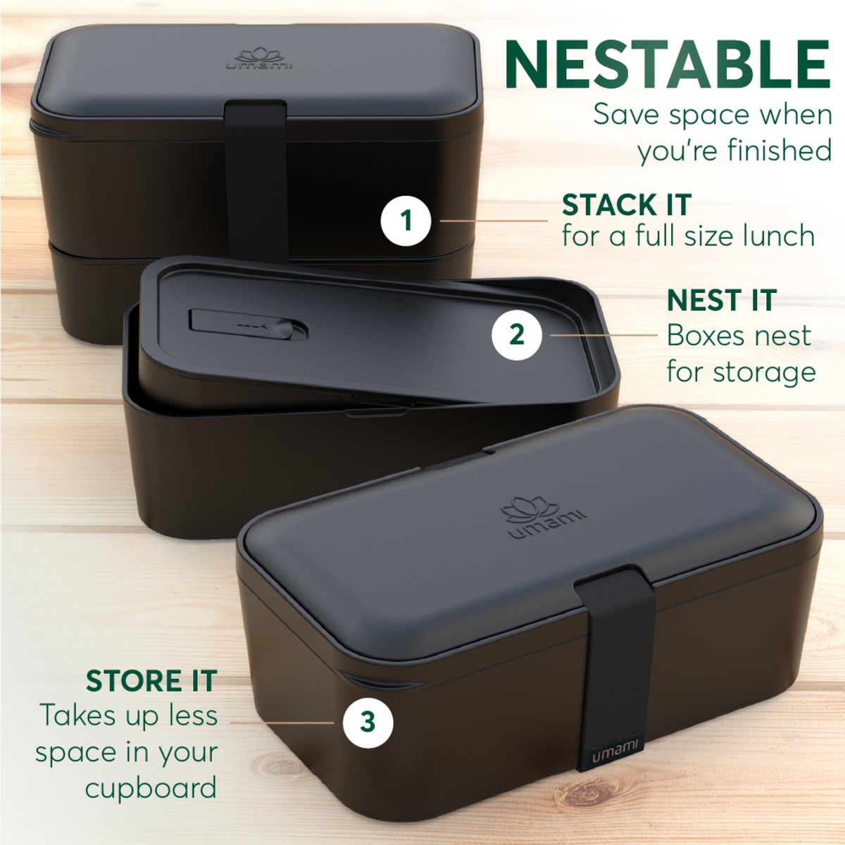   Boite Bento Compact Noir 1.2L