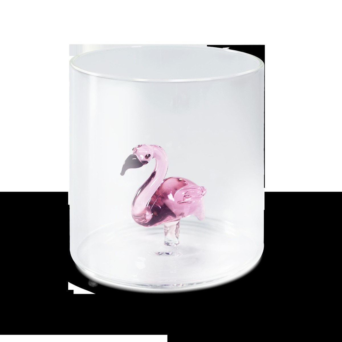 WD Lifestyle Flamant rose Verre à eau Flamant rose avec boite cadeau Sans couleur 8x8cm - 250ml