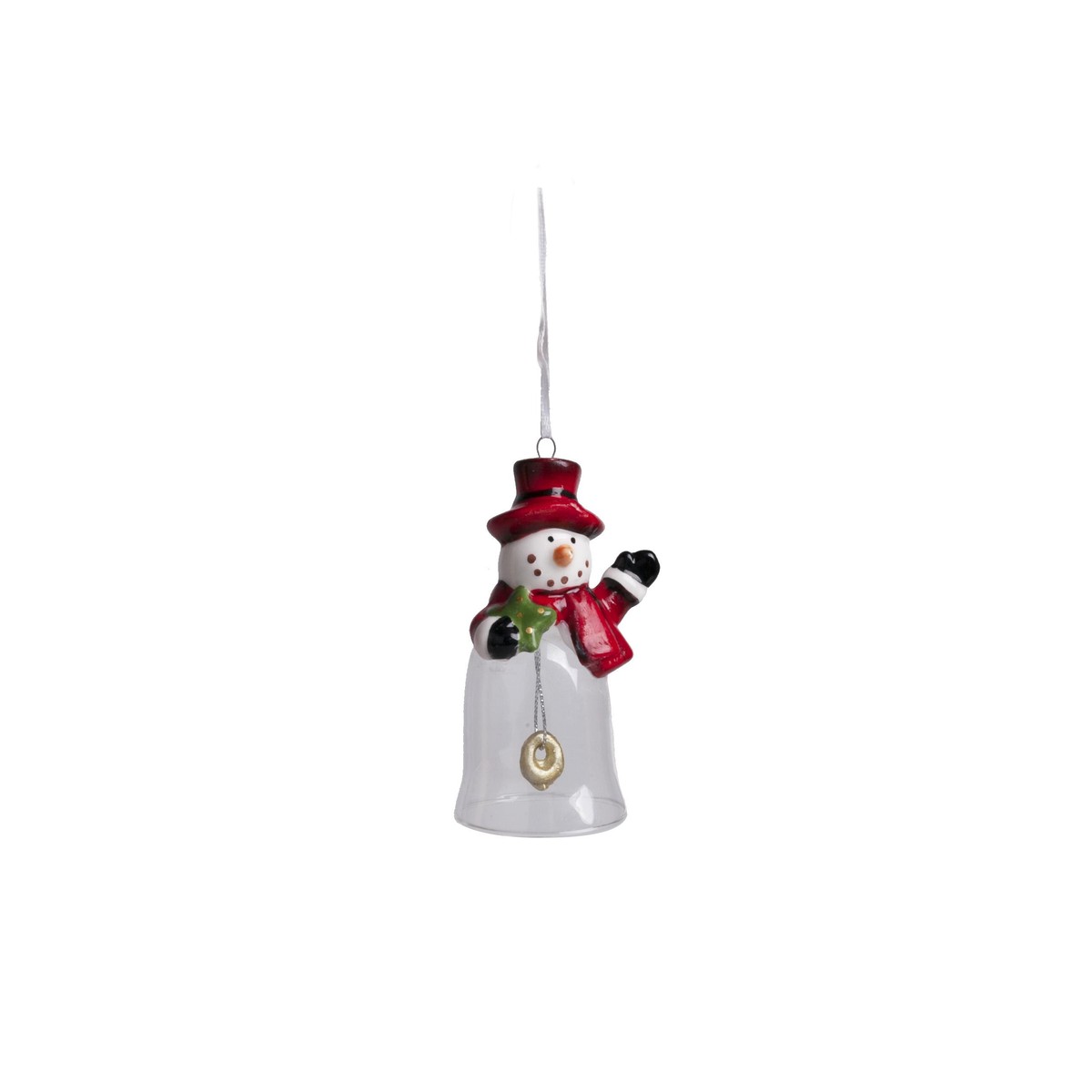 Schilliger Design  Clochette bonhomme de neige à suspendre en porcelaine  5.6x5.2x9.7cm