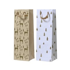 Schilliger Sélection  Sac Cadeaux bouteille Sapins or  12x10x36cm