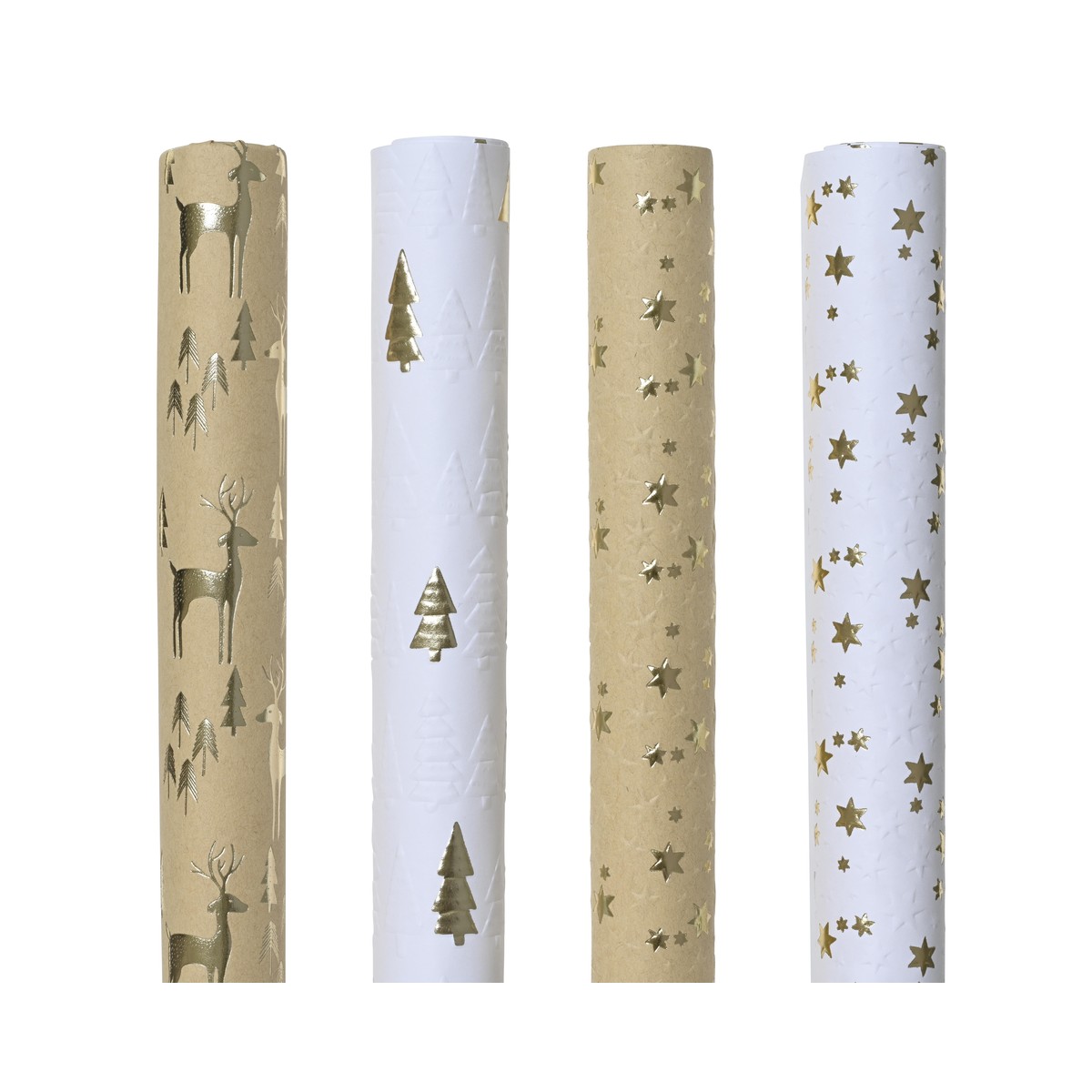 Schilliger Sélection  Papier Cadeaux en rouleau Sapins ou étoiles or  200x70cm