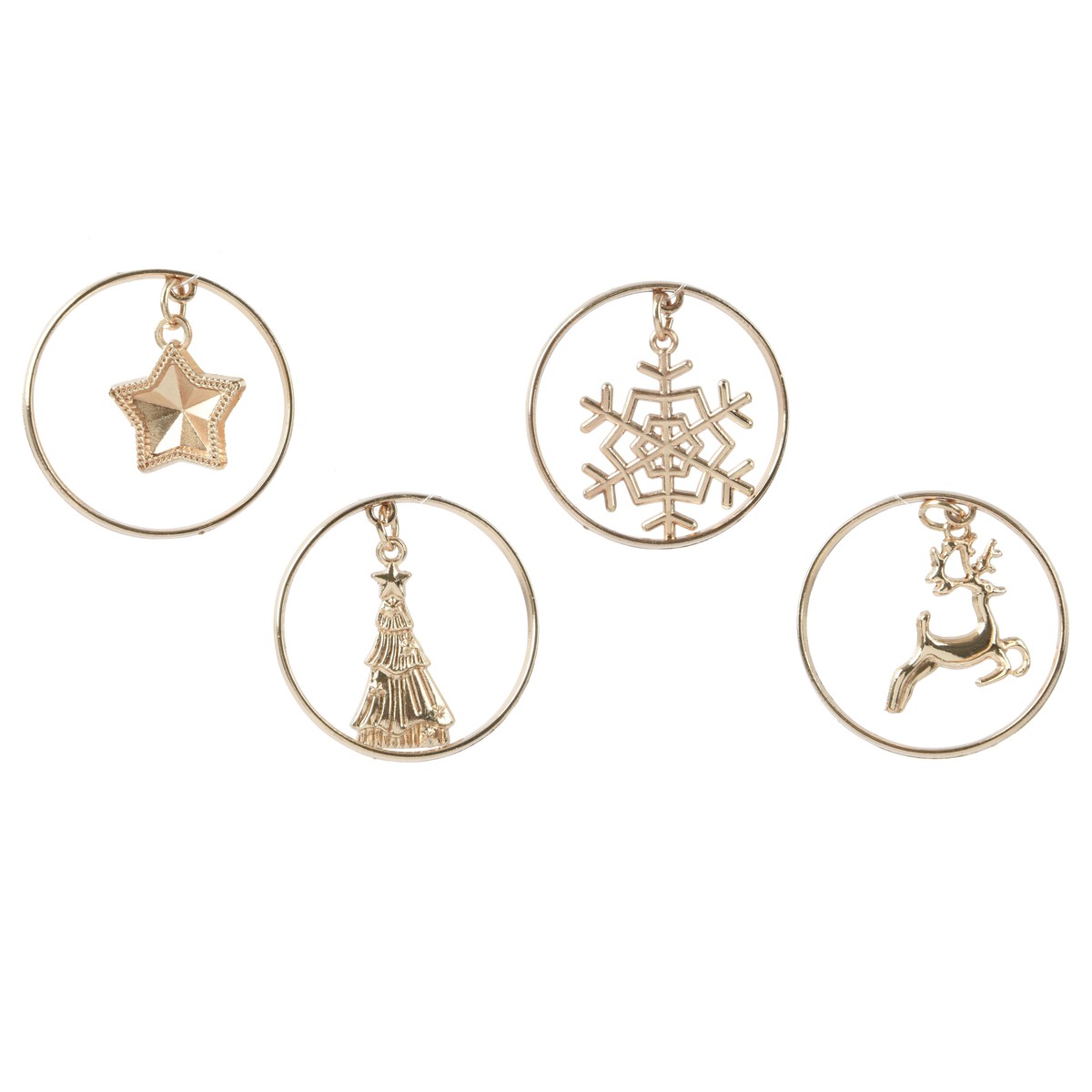 Schilliger Sélection  Ronds de serviettes Noël 4pcs Jaune or 