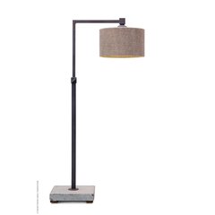 Frezoli Lighting  Lampe de bureau Pierre de taille avec abat-jour Noir 40-65cm, Pied 15x15cm