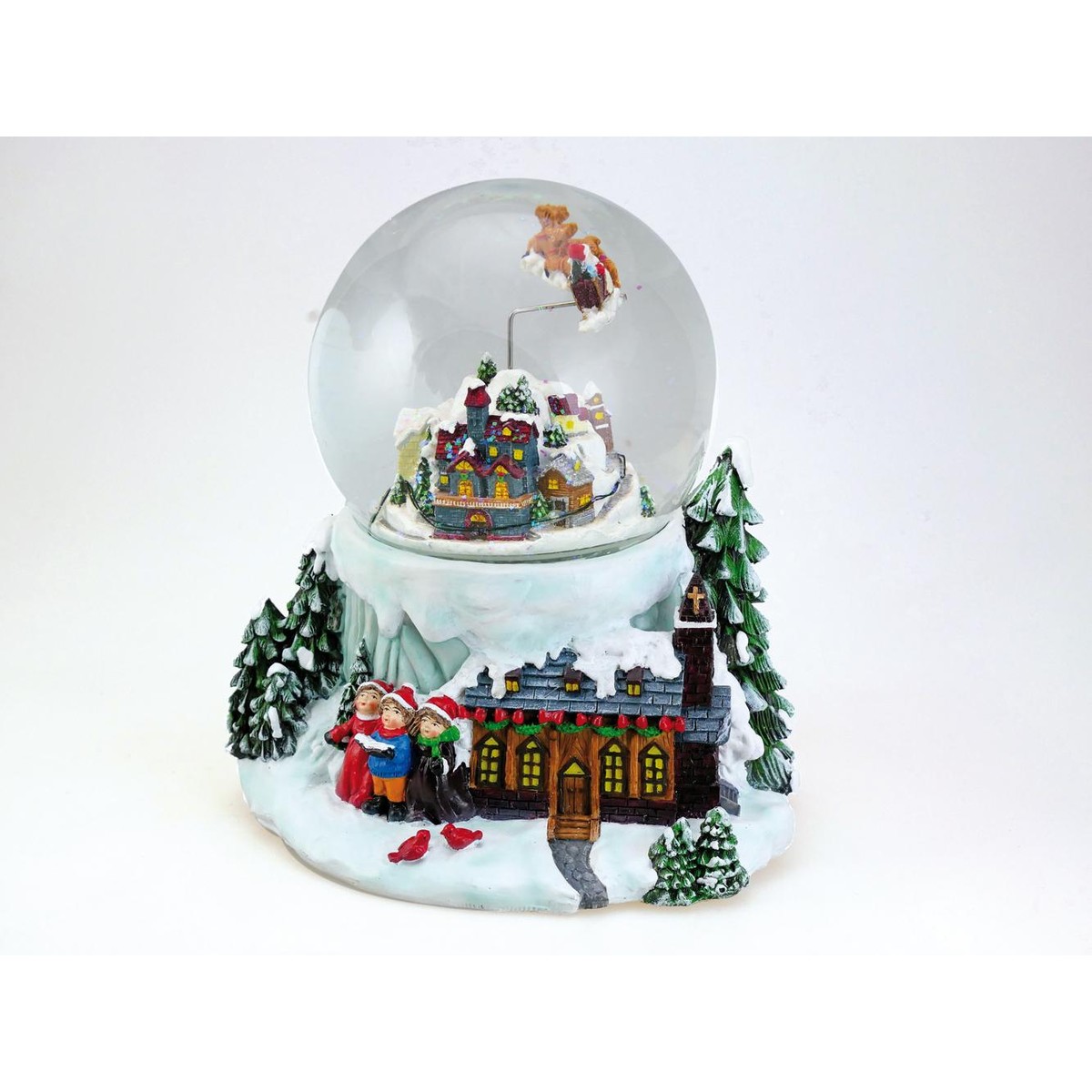 Schilliger Sélection  Boule à neige Village de montagne avec Père Noël en traineau volant  18.5x17.5x20cm