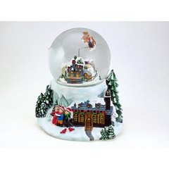 Schilliger Sélection  Boule à neige Village de montagne avec Père Noël en traineau volant  18.5x17.5x20cm