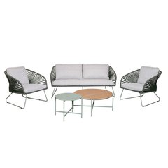 Solavita Peacock Set Peacock (1 canapé 2 places. 2 fauteuils.2 tables basses) Vert pistache Emprise au sol: 319x128x73cm