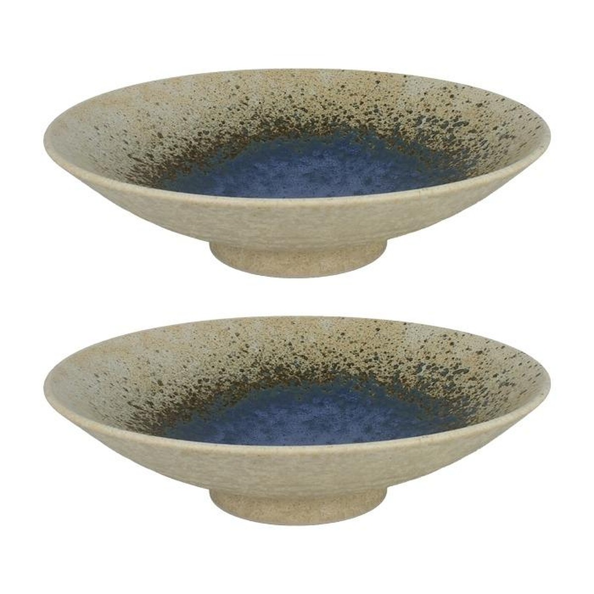 Schilliger Sélection  Set 2 Saladiers blanc fond bleu  28.5x8cm