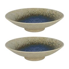 Schilliger Sélection  Set 2 Saladiers blanc fond bleu  28.5x8cm