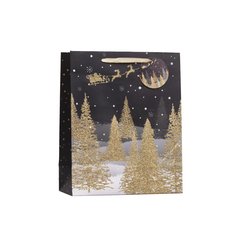 Schilliger Sélection  Sac cadeau Forêt de sapin or  26x12x32cm