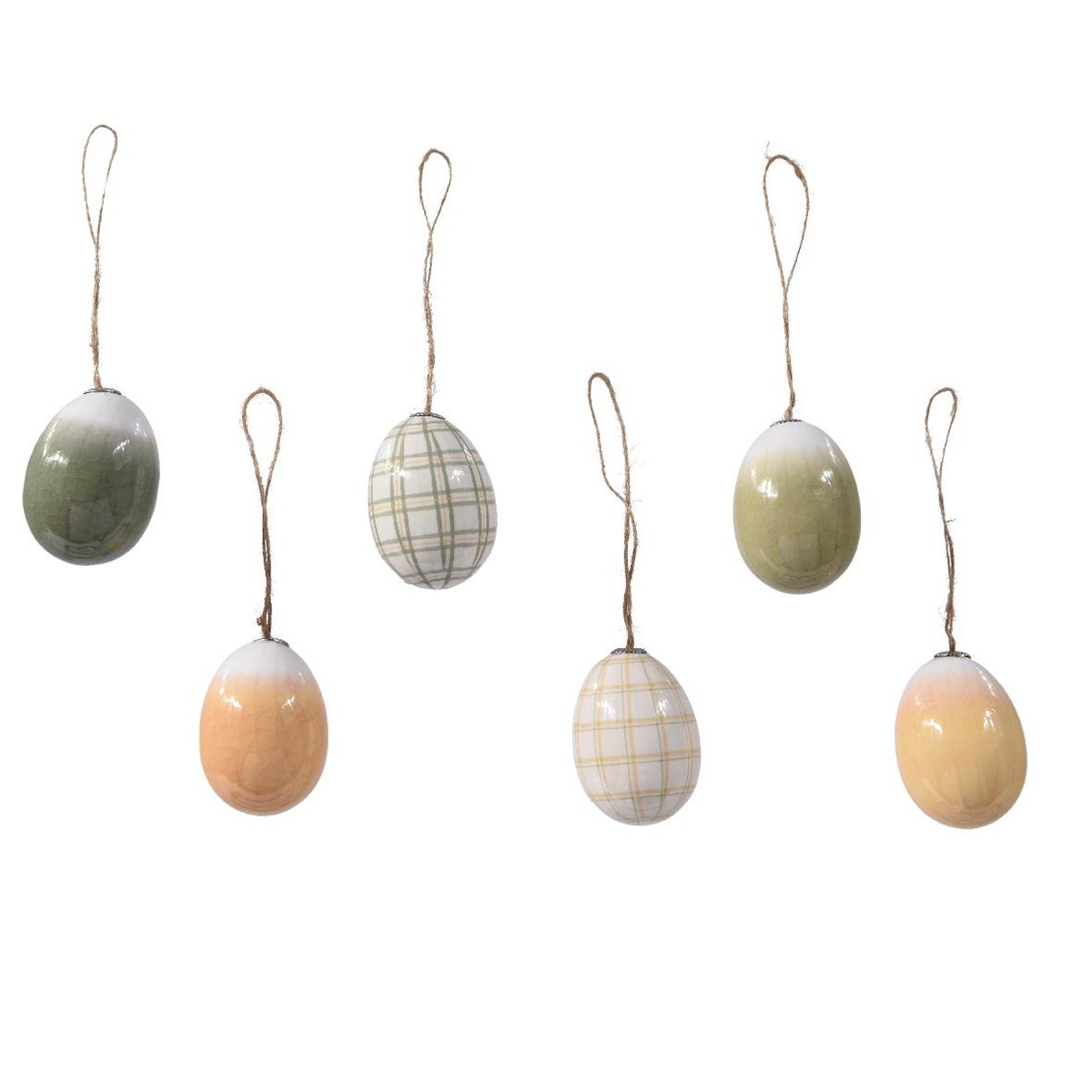 Schilliger Sélection  Œufs de Pâques à suspendre orange & vert 6pcs  5x7.5cm