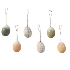 Schilliger Sélection  Œufs de Pâques à suspendre orange & vert 6pcs  5x7.5cm