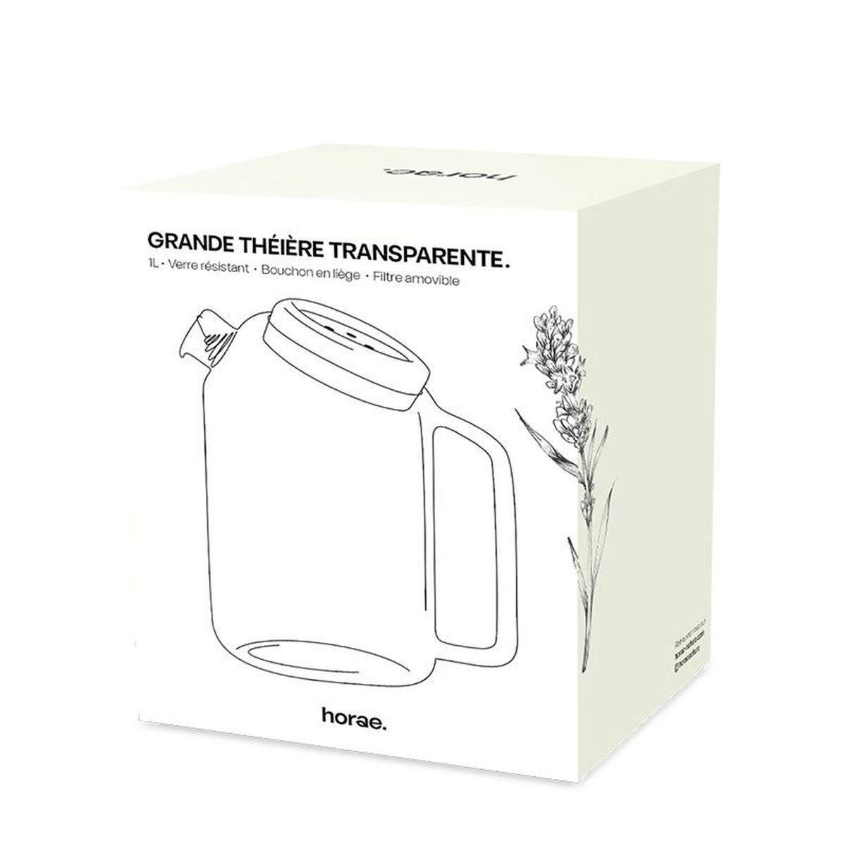 Horea Horae Grande théière transparente en verre résistant Sans couleur 1L