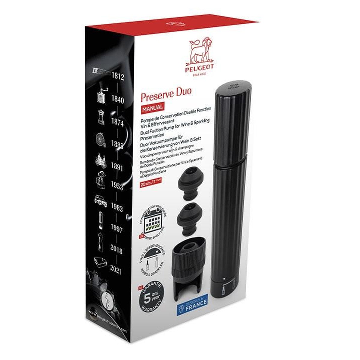  Peugeot Pompe à vide PRESERVE DUO , pr vin ou champagne Sans couleur 20cm