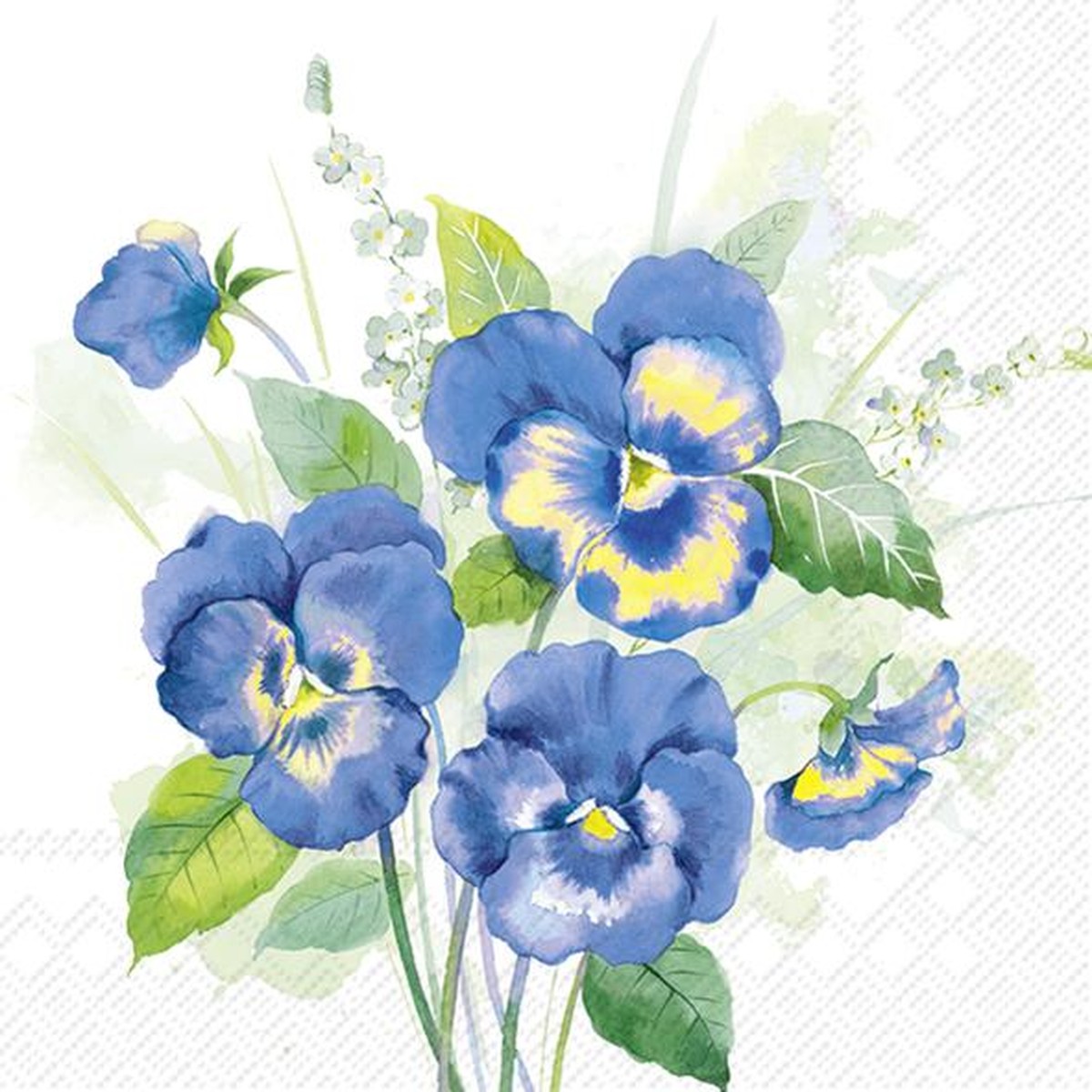 Ihr  Serviettes Lunch Pansies Bouquet blue  33x33cm