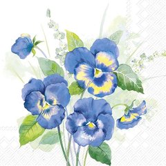 Ihr  Serviettes Lunch Pansies Bouquet blue  33x33cm