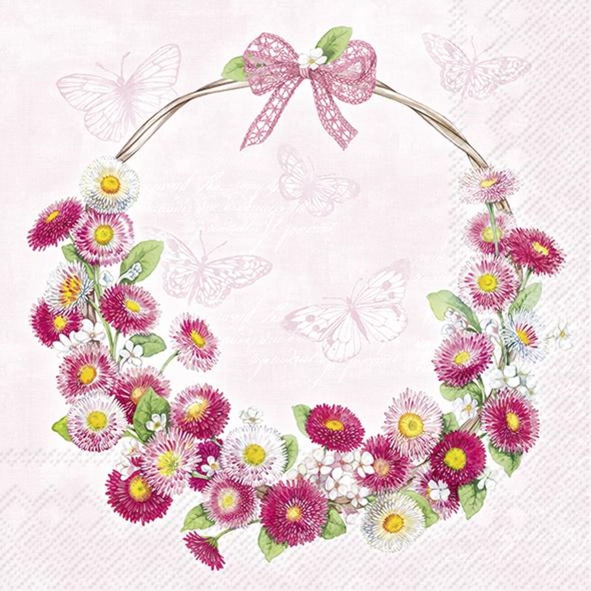 Ihr  Serviettes Lunch Bellies Wreath rose  33x33cm
