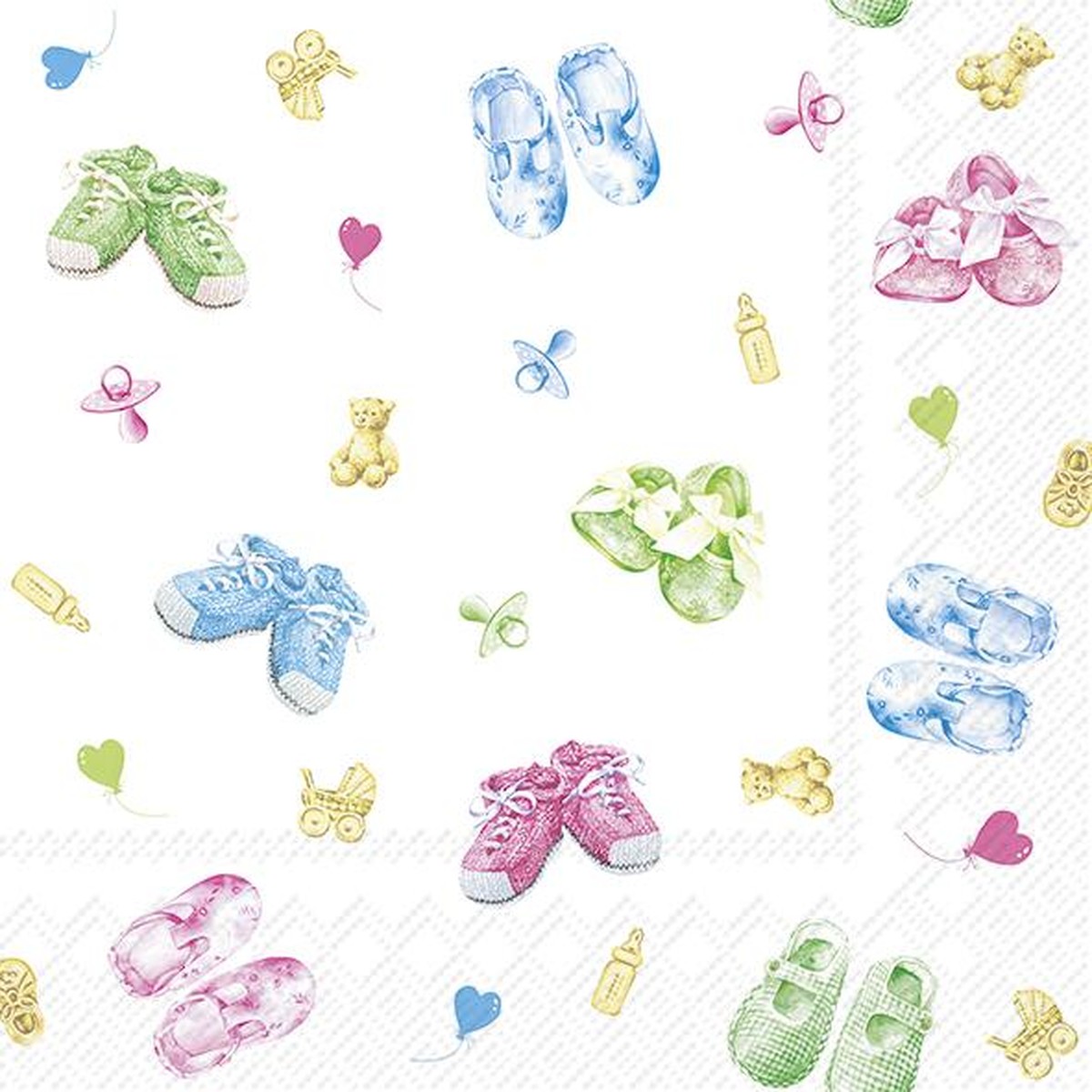 Ihr  Serviettes Cocktail Baby Shoes Allover green  25x25cm