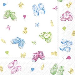 Ihr  Serviettes Cocktail Baby Shoes Allover green  25x25cm