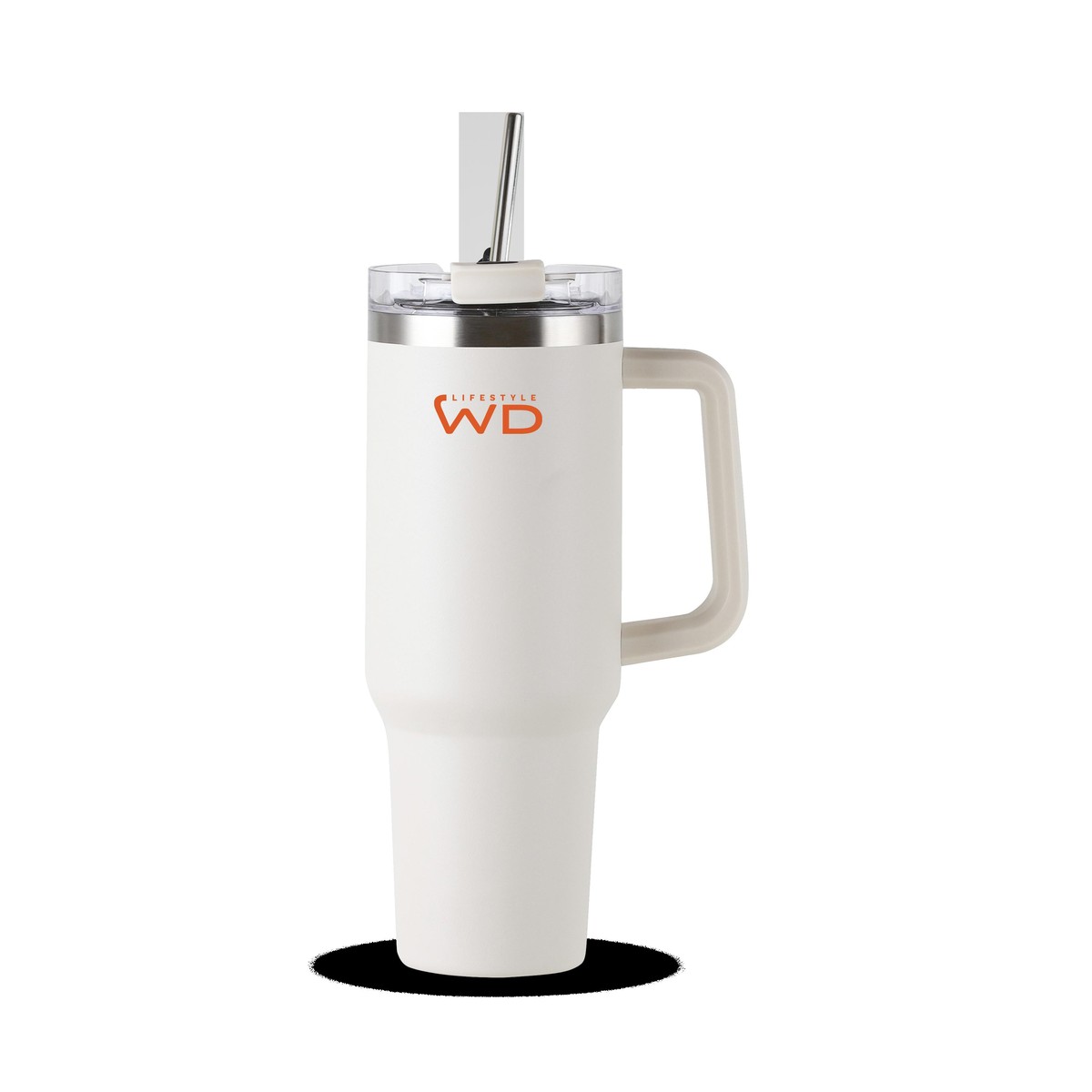 WD Lifestyle Americain Mug Americain avec paille en inox Blanc 1.2L