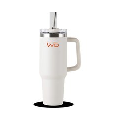 WD Lifestyle Americain Mug Americain avec paille en inox Blanc 1.2L