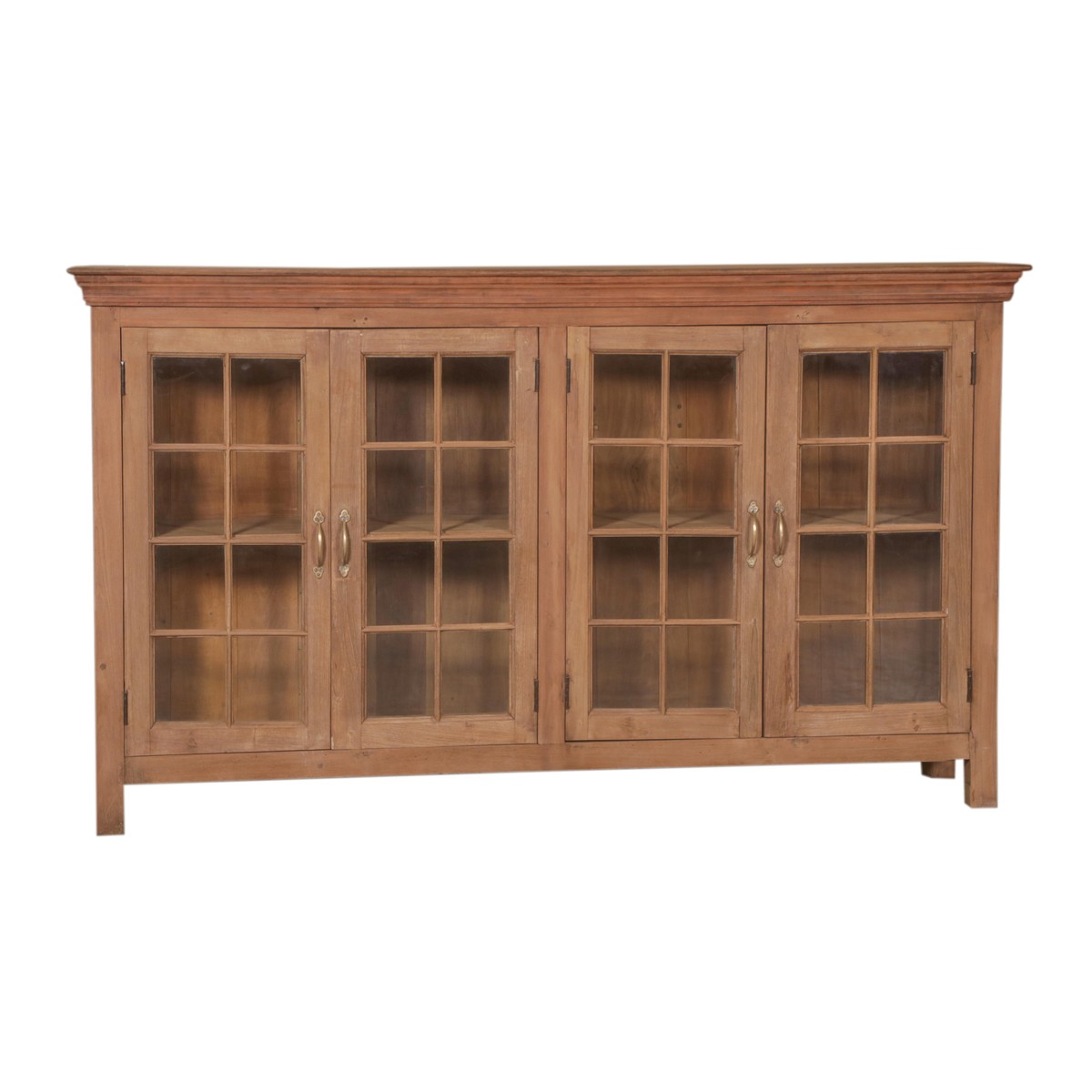 Les Restaurés, by Schilliger  Buffet 4 portes vitrées en teck ancien Sans couleur 176x42xH.115cm