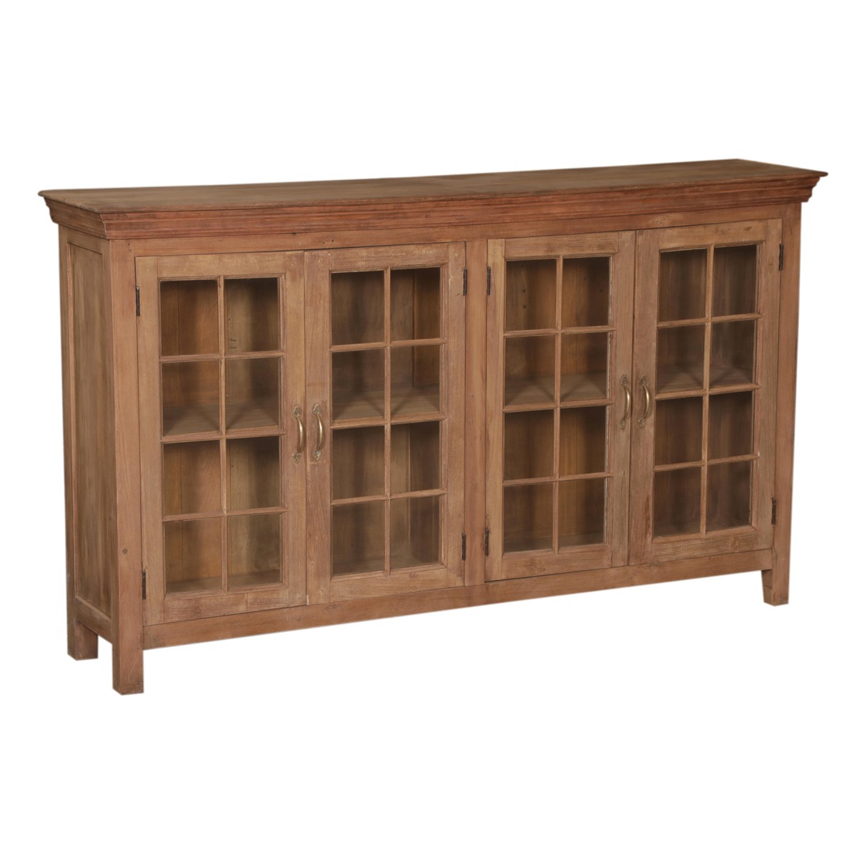 Les Restaurés, by Schilliger  Buffet 4 portes vitrées en teck ancien Sans couleur 176x42xH.115cm