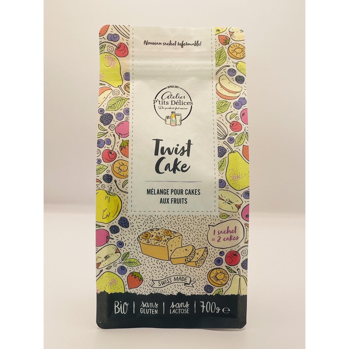 Atelier P’tits Délices  Twist Cake -Mélange pour 2 cakes aux fruits  700gr