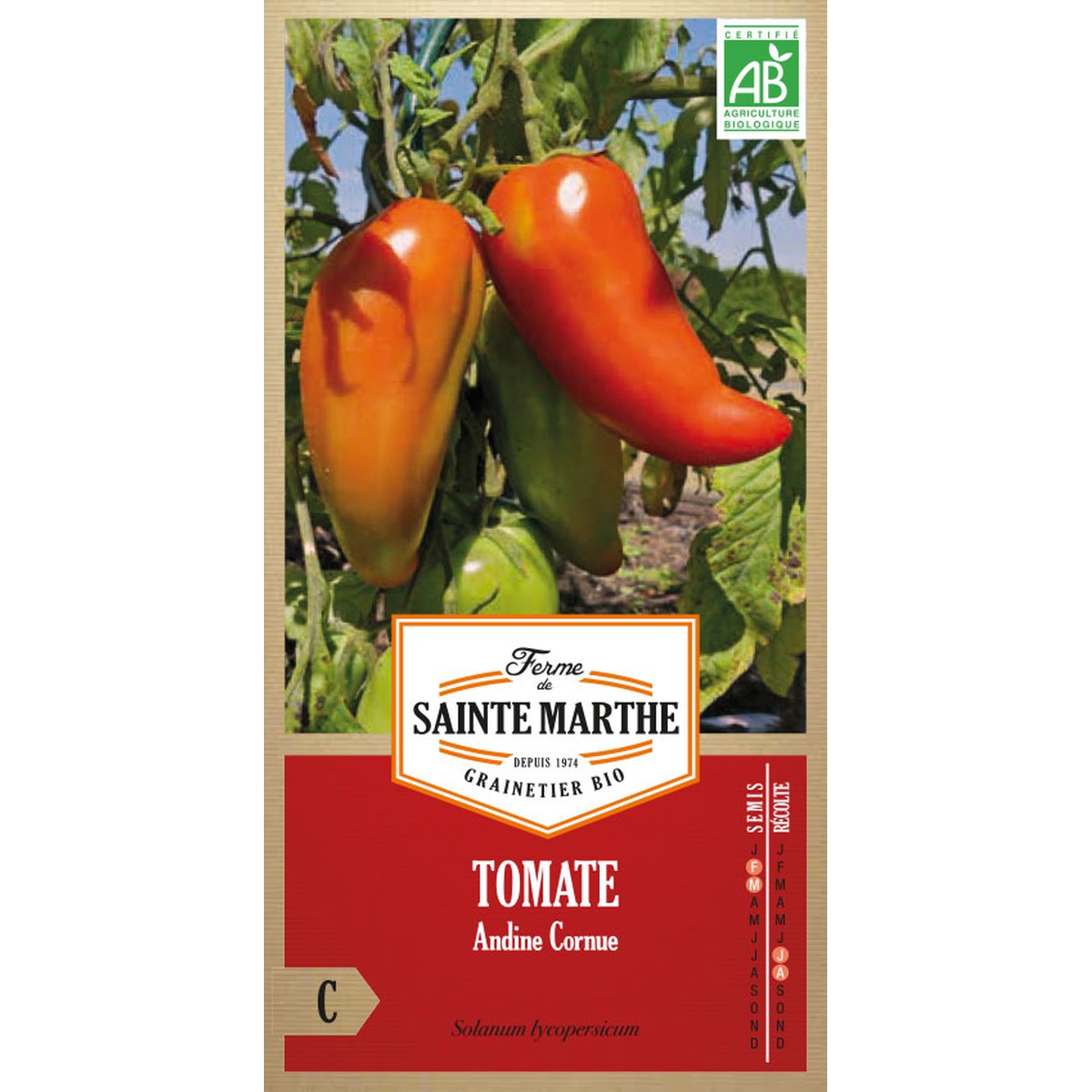 Ferme de Sainte Marthe  Tomate Andine Cornue  Environ 50 Graines