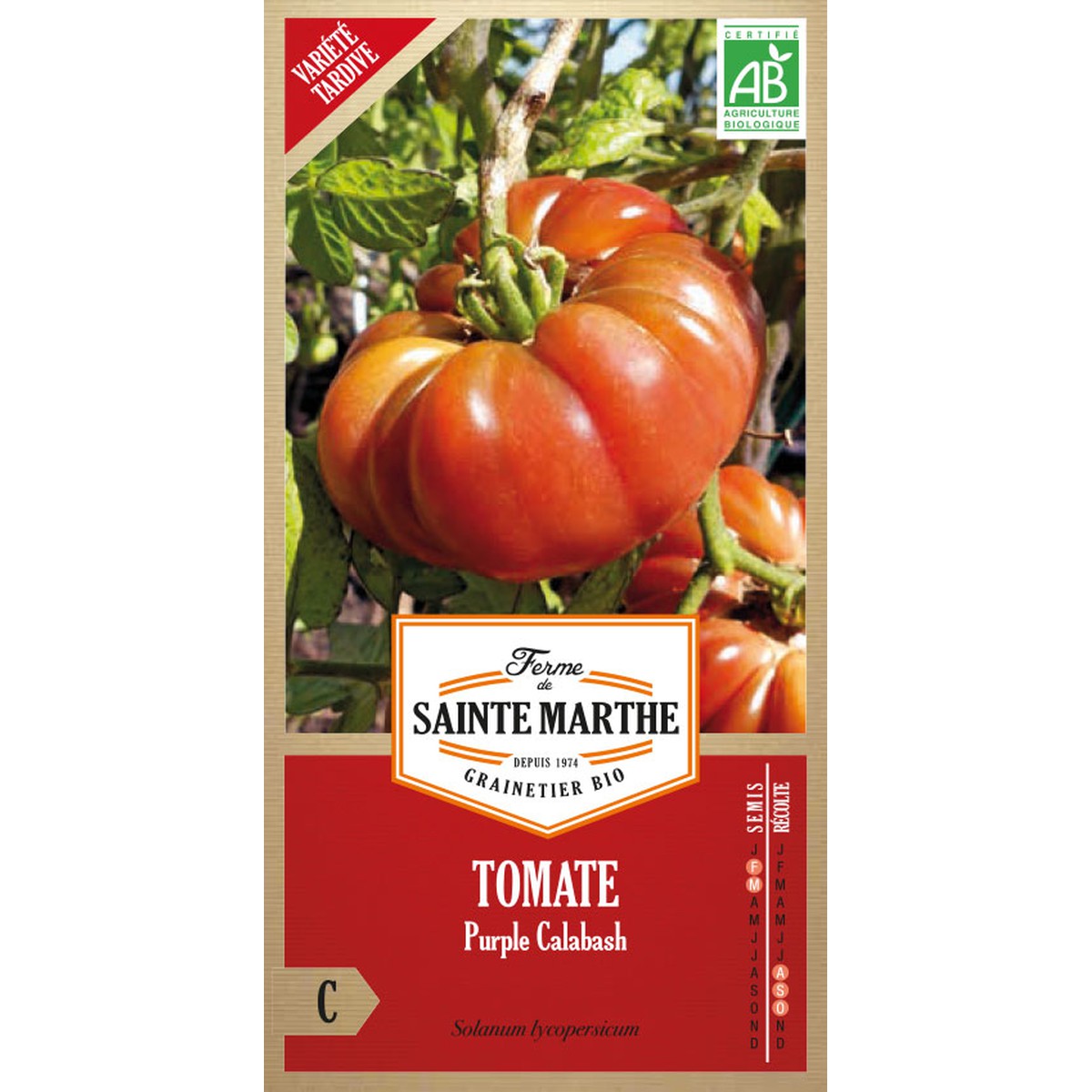 Ferme de Sainte Marthe  Tomate Purple Calabash  Environ 50 Graines