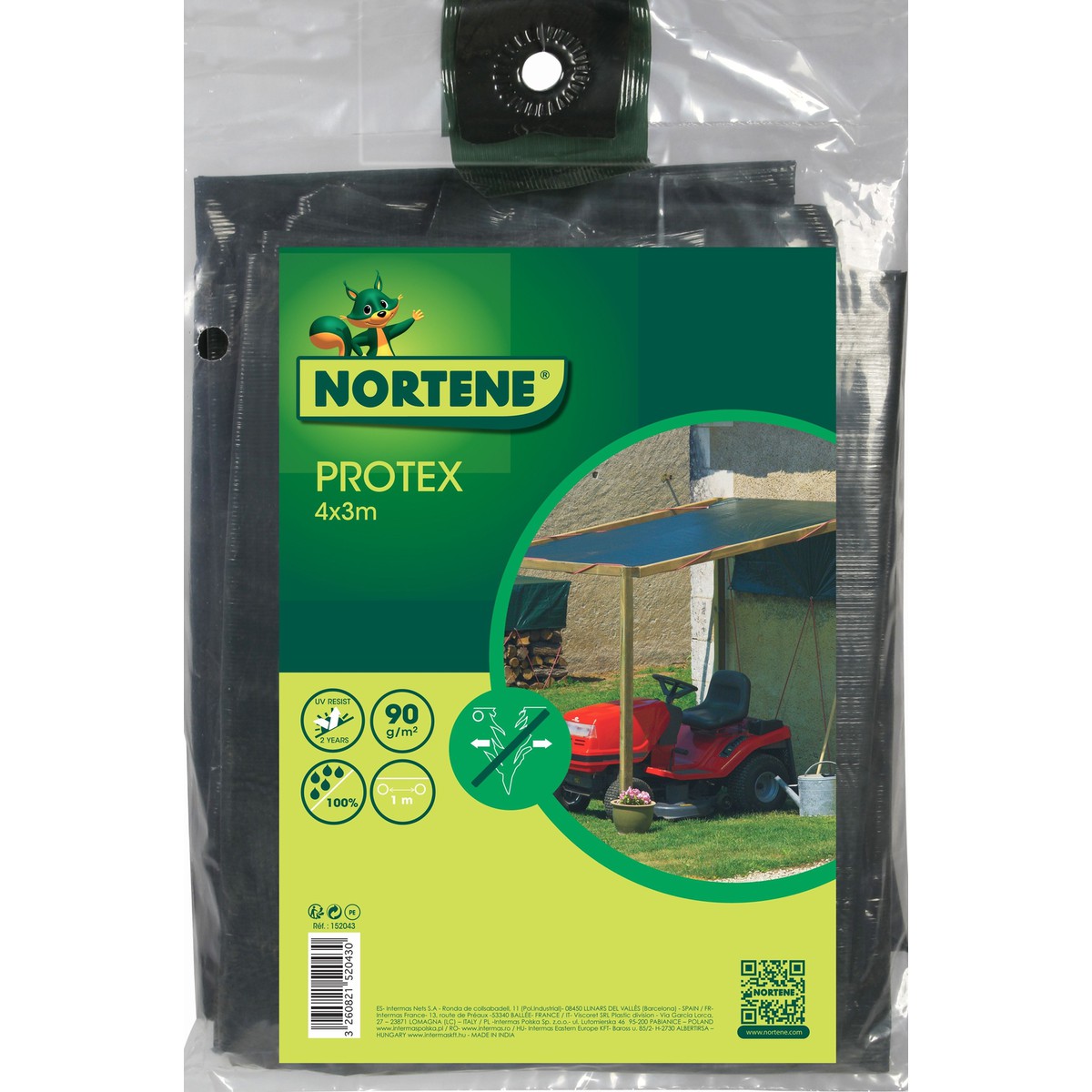 Nortene  PROTEX Bâche de protection co-extrudée en LDPE 90g/m² Vert  4x3m