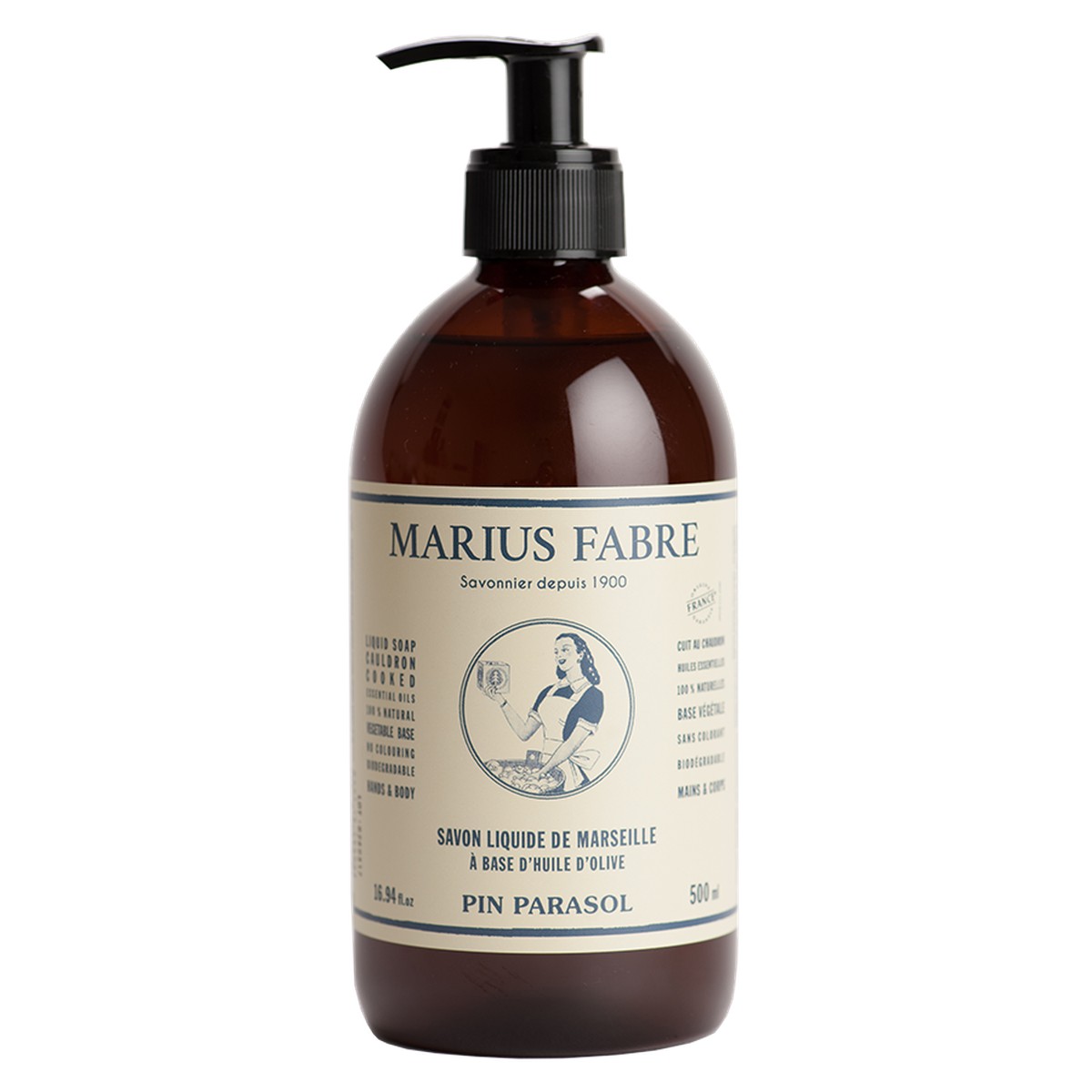 Marius Fabre  Savon Liquide de Marseille 500 ml pompe Pin Parasol NATURE  500ml