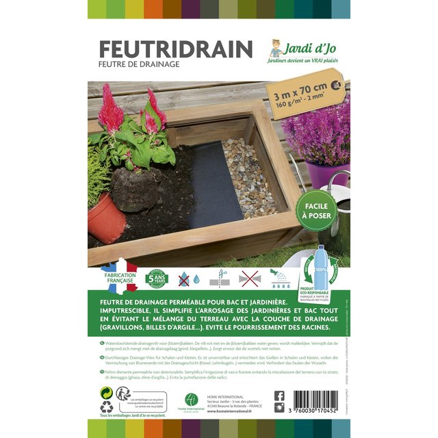 Feutre De Drainage Géotextile Noir 4 M × 80 Cm – Toile Imputrescible Pour Pots Et Jardinières