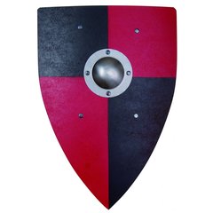   Bouclier Normand, noir-rouge, bosse mét. Rouge fraise 35x50x5cm