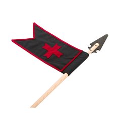   Lance, fanion noir avec croix rouge, 107 cm  107x8x2cm