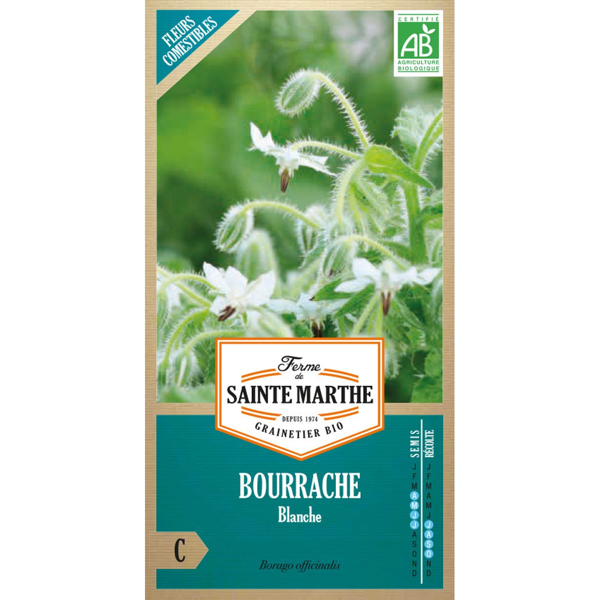 Ferme de Sainte Marthe  Bourrache Blanche  Environ 50 Graines
