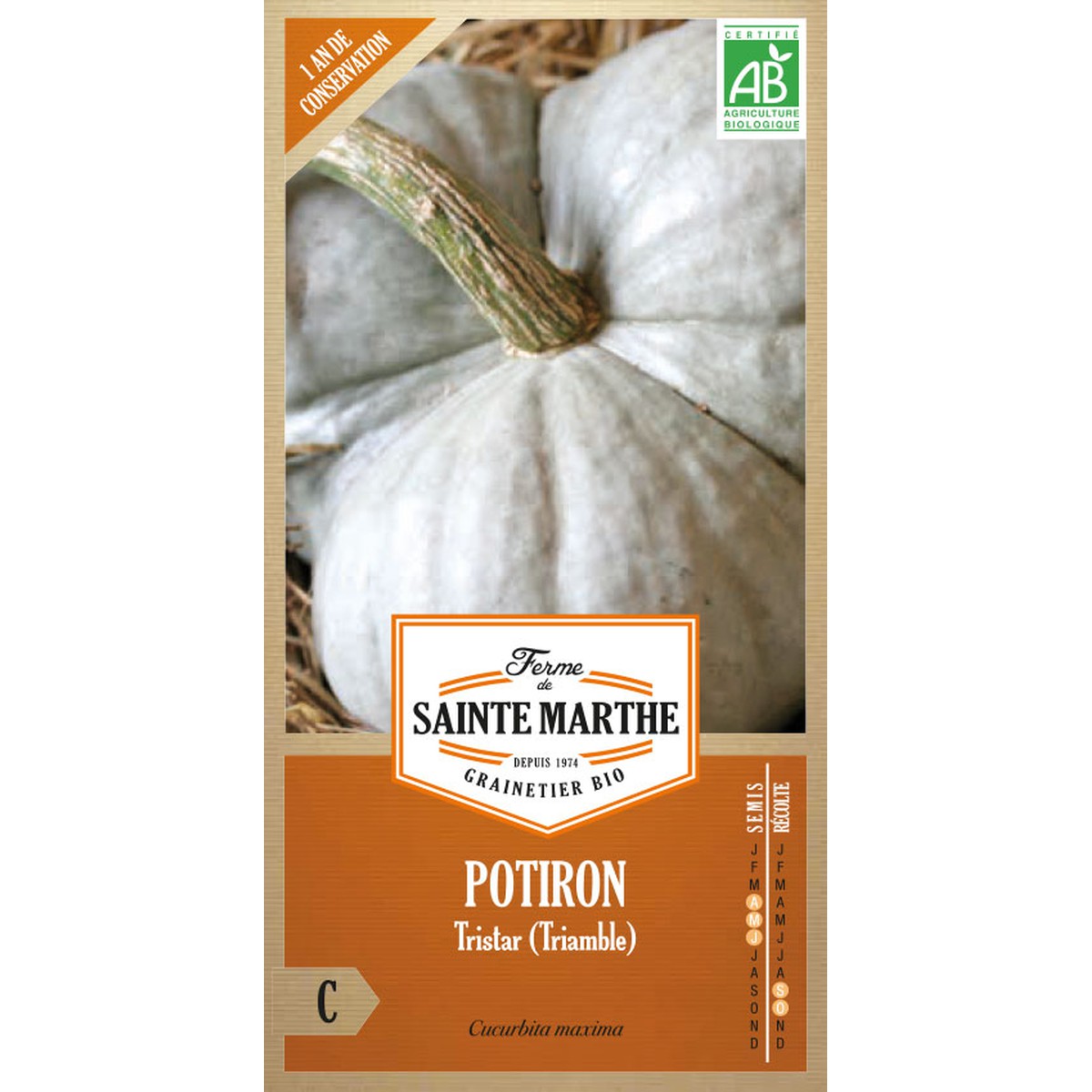 Ferme de Sainte Marthe  Potiron Tristar (Triamble)  Environ 15 Graines