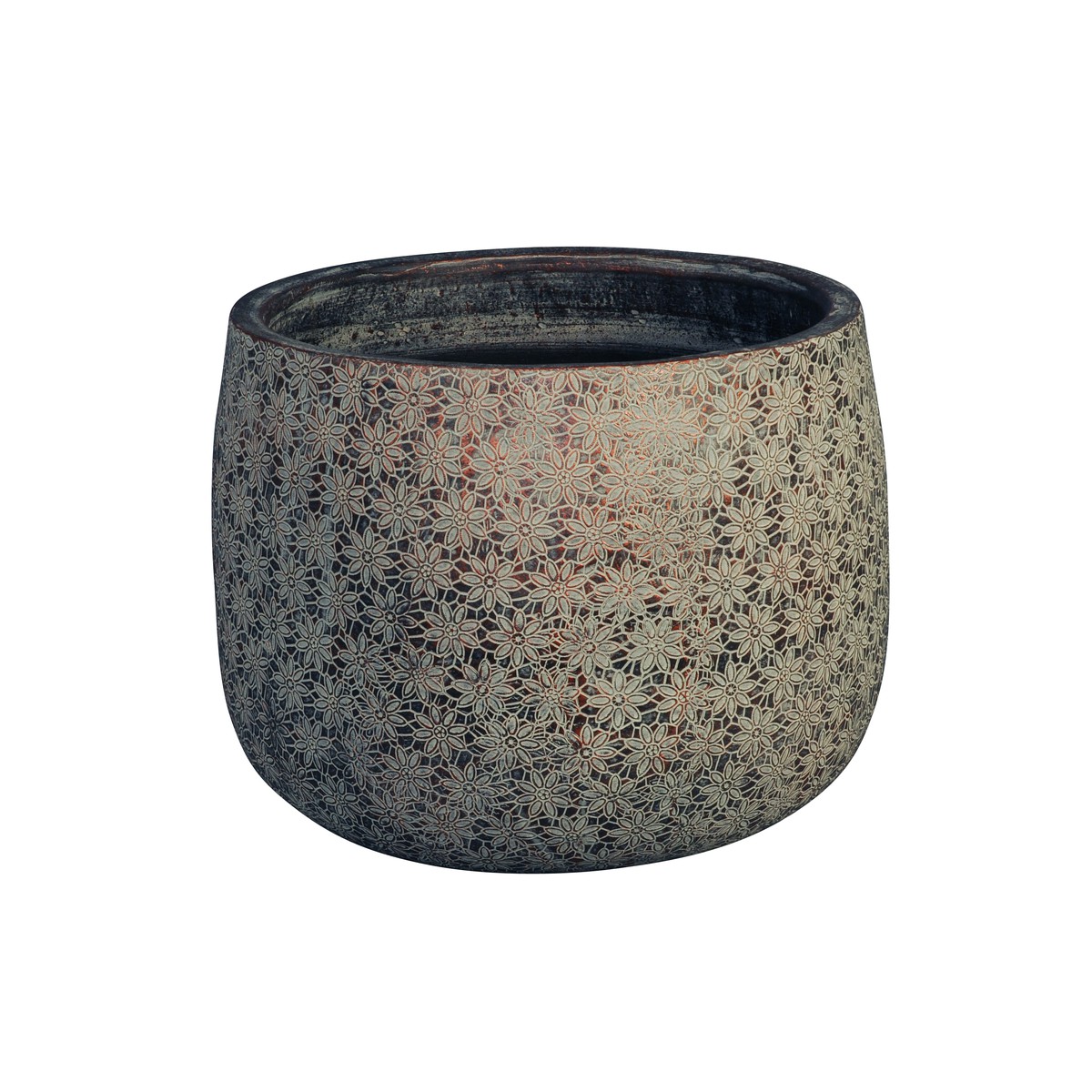 Herstera  Pot Pita Rustic Flowers 16x13cm Gris Gris fer 16x13cm