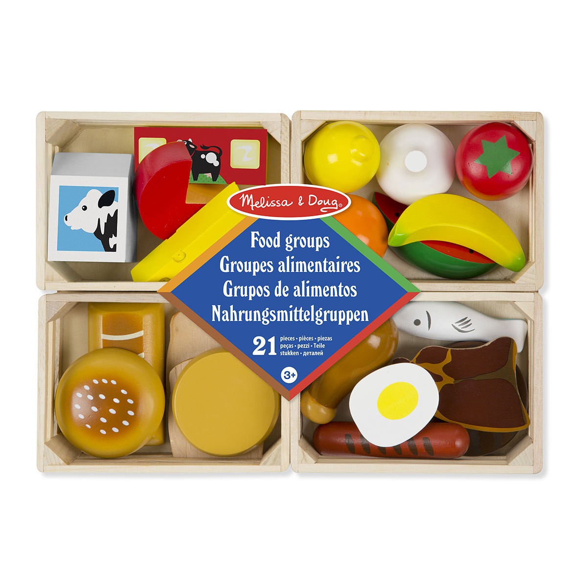 Melissa & Doug  Caisse En Bois Aliments 21Pcs  