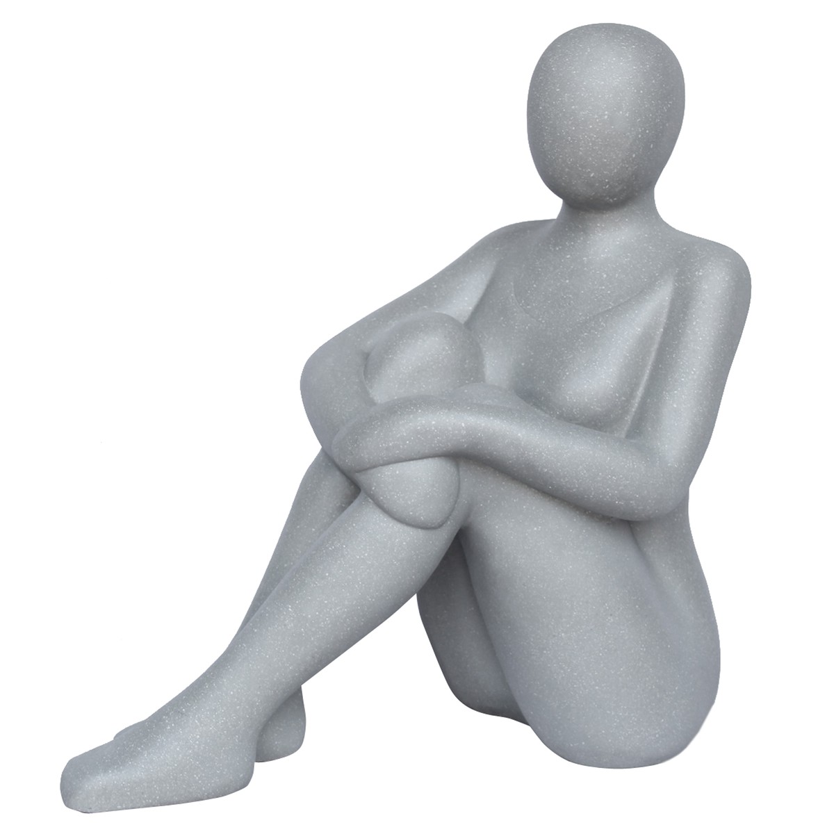   Deco femme assise polystone Gris 53x56.5cm
