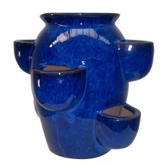   Glazed pot à fraisiers Bleu azur d24x25cm